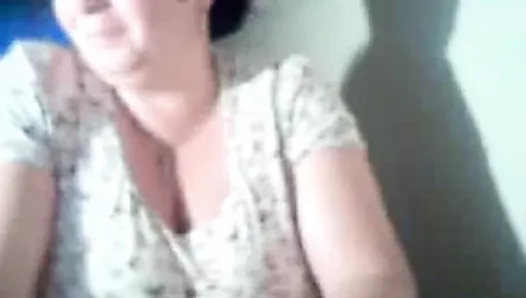 Granny show her big boobs on webcam.