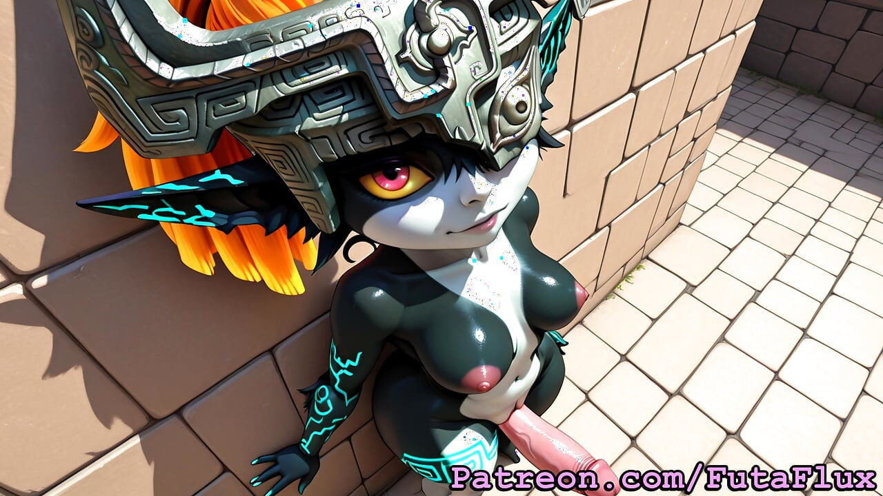Futanari Midna de Zelda - masturbando, gozadas, auto chupando