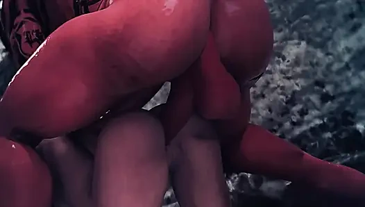 Prinzessin wird von riesigem schwanz erwischt und gefickt - 3D-futa-animation