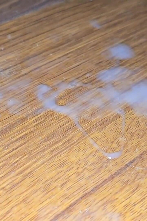 I Masturbate While Watching Asian Food Porn, Cum on the Floor and Play with My Cum