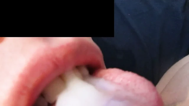 Swallowing a hot load of gooey cum
