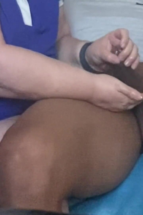 Handy GILF Handles Black Cock in Her Hand Nice