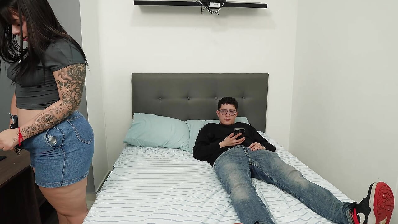 Nerdy guy breaks his big ass friend's pussy, making her moan and get wet with pleasure, while cheating on her boyfriend