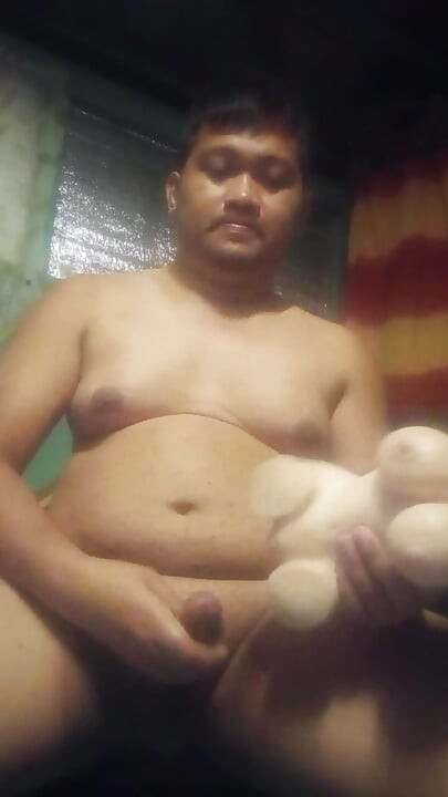 Stocky Bear Stroke his Sex doll