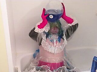 Roll Exe Cosplay Clear Plastic PVC Dress Sissy Blue Slime