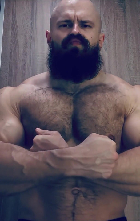 Hard breathing, musculine scent, bulging veins and muscles