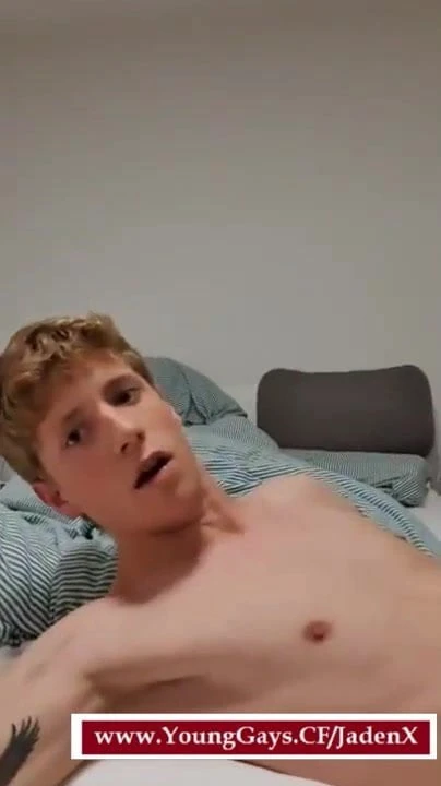 Cute Blonde Twink jerking big cock #11