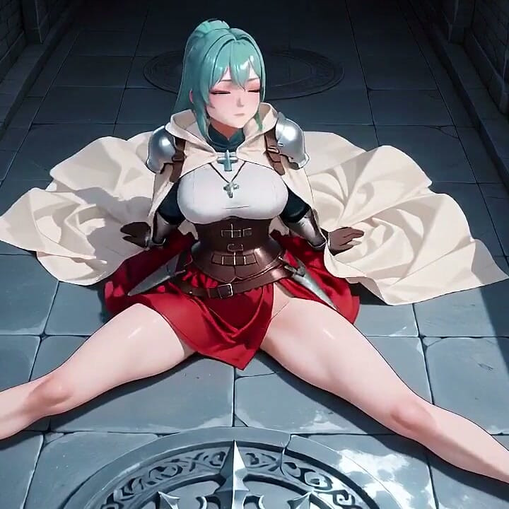 Green-haired Knight's Private Morning! Seductive Wetness Under Medieval Armor, Lazy Teasing From the Throne to the Tub