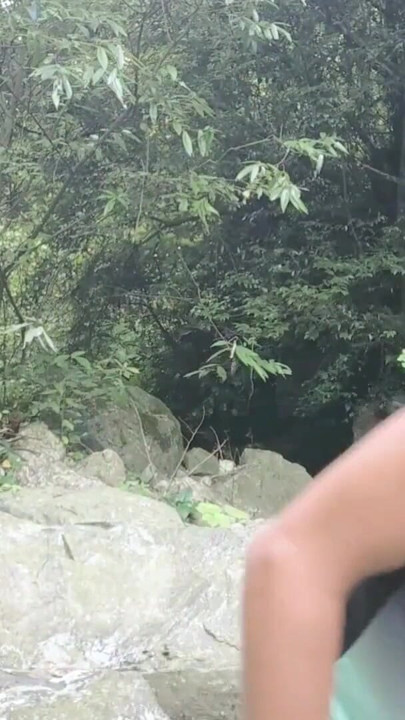 A wild boy masturbates, moaning and ejaculating by a stream in the deep mountains, and then eats his own semen | Clip 1