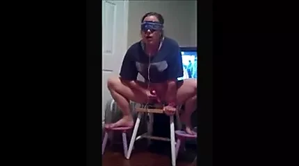 Chubby housewife squatting orgasm on dildo 2