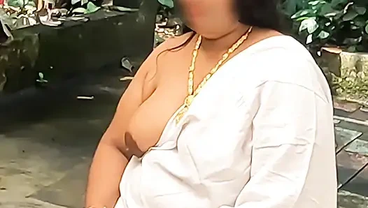 Индийская пухлая в сексуальном белом платье, фотосессия топлес