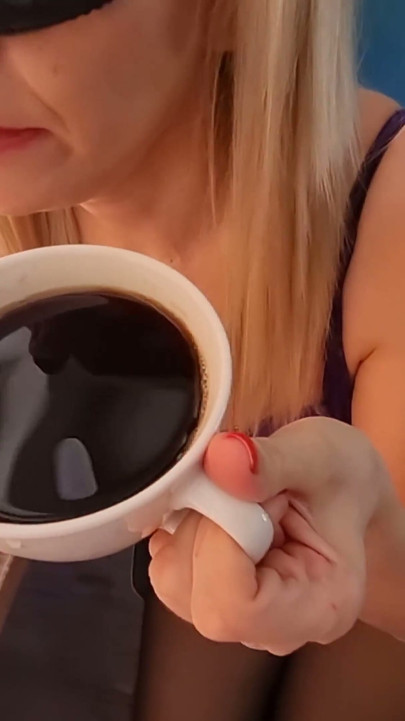 Cumshot in coffee in the morning sexy MILF | Clip 1