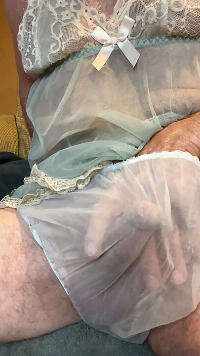 Green nightie with chiffon panties!