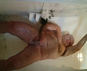 In the shower.