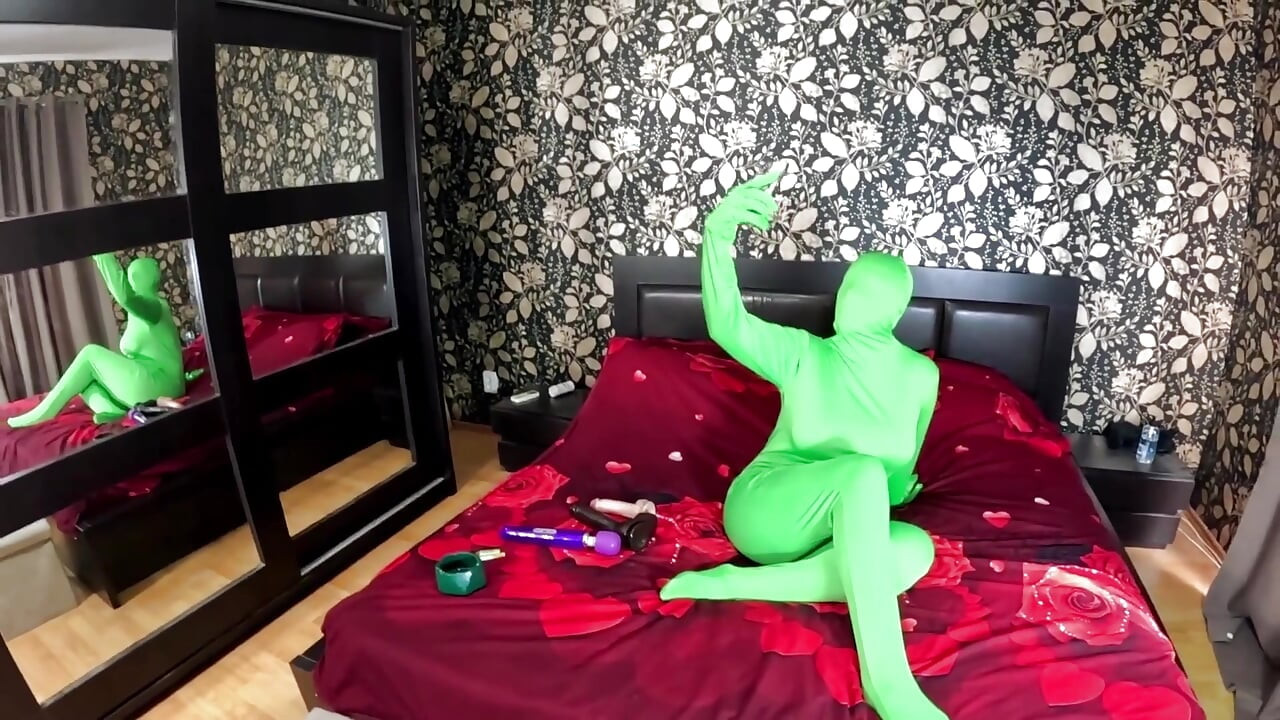 Full Zentai Encasement Toy Play. BBC Dildo Tease, Pussy Slaps and Smoking Through Nylon