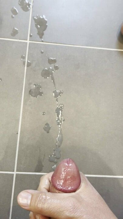 Cumming on bathroom floor