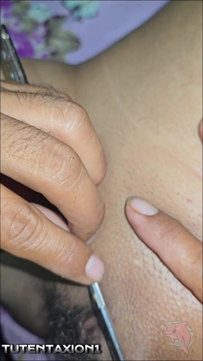Shaving hot sister-in-law's real hairy pussy | Clip 1