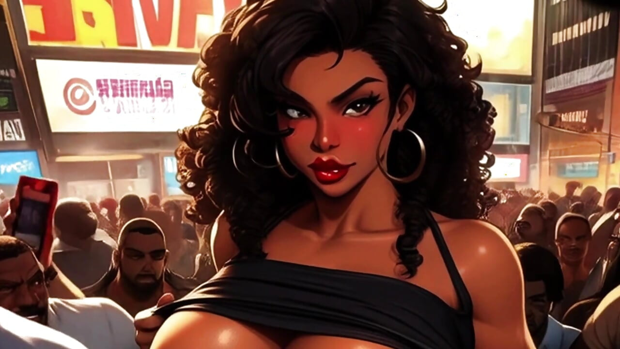 Tetona Tifa ama chupar polla negra en nalones picantes: Tifa en un hoyo de Mosh