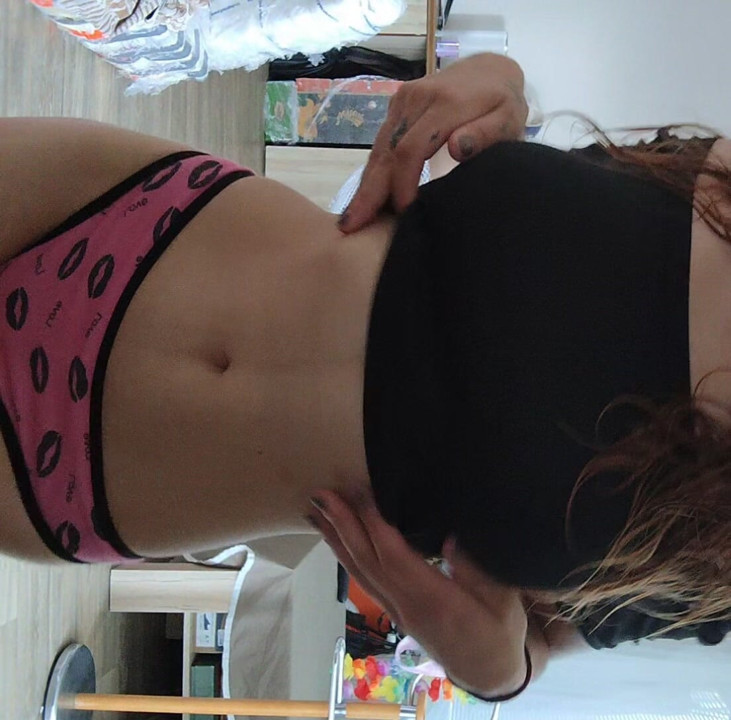 Eighteen-year-old shows off in front of the camera