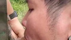 thai man BJ & cum swallow outside (in mouth - 1'32'')