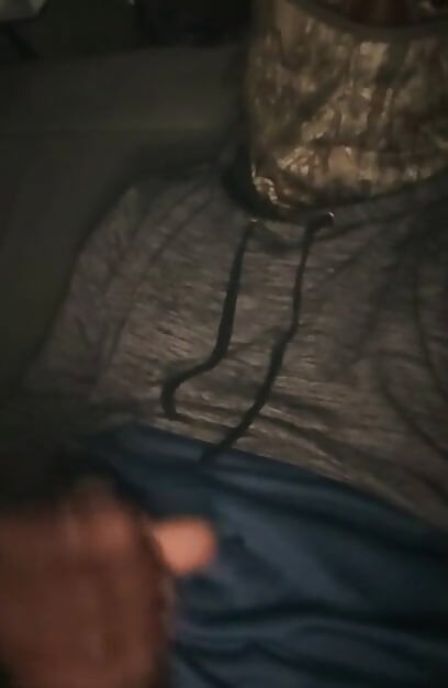 In The Back Seat Of My Car At Night Jerking My Big Black Penis With My Mask On