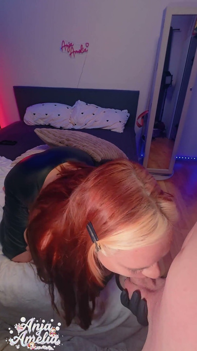 Deepthroat and Glove Handjob Quickie