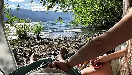 Lakefront afternoon, outdoor masturbations