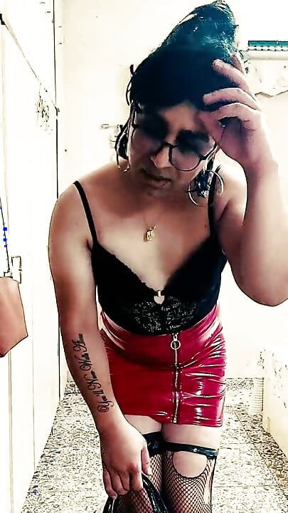 FetishEmmanuella video 12 - Red Vinyl Skirt