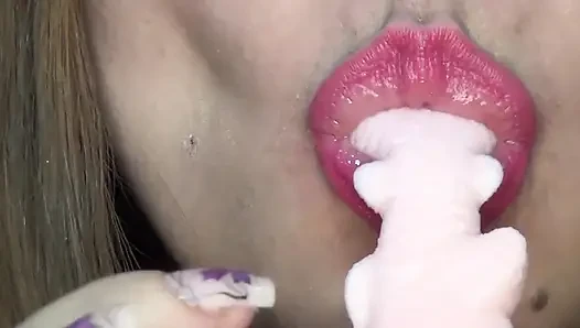 Eating Huge Pink Gummies!