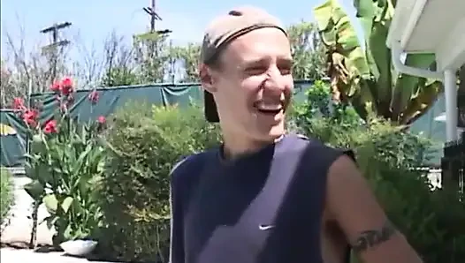 Busty whore gets pounded outdoors