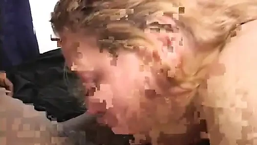 Plump white floozie enjoys her face jizzed and her cunt snatched with hard black dong