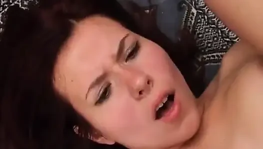 Gorgeous brunette teen with a shaved pussy gets pounded by a black stud