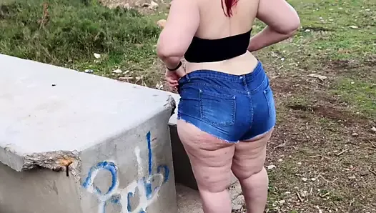 Fat Ass Redhead Gets Fucked Outdoors