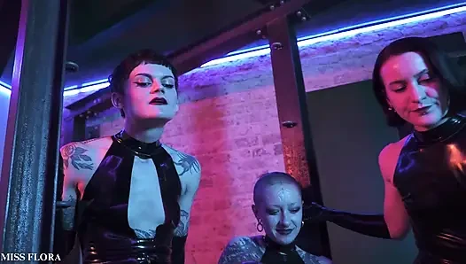 Latex Fetish Orgy: Lesbian Triple Domination Strapon Fuck Group Sex Foursome with Mistress Ae, Mixstress Vida & Mushroom Sofi