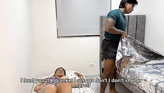 Мачеха спорит с мужем, а пасынок её утешает.