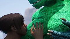 Alien Reptilian teilt Muttermilch mit Mensch
