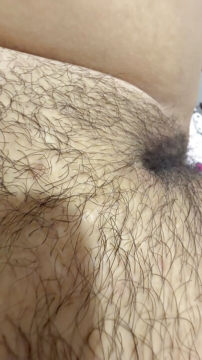 Hot mom massages her giant hairy pussy