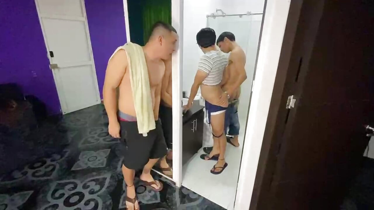 In the Adventures of KEN PRINCE, femboy gets fucked in the bathroom by his best friend and his other friend watches them