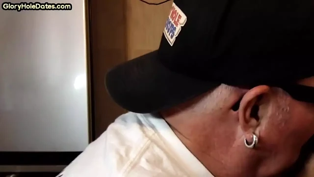 Mature DILF with glasses gloryhole sucks dick of neighbor