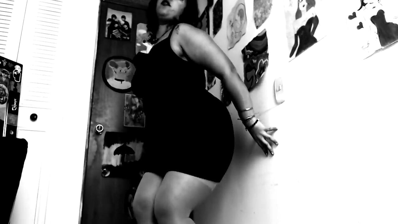 Silent Cinema and Black and White Vintage Girl Seducing You with Stockings, Dress and Heels