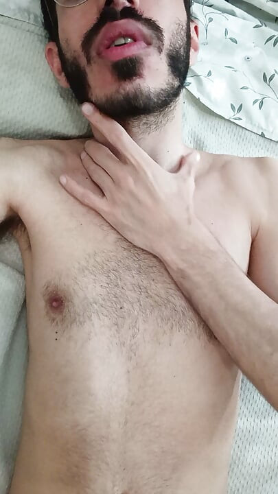 Cumshot on chest solo masturbation