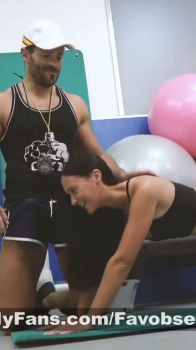 Brunette slut with huge boobs hardcore rough fucked vaginal by her personal trainer cumming in her mouth | Clip 1