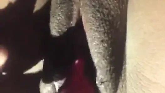 Jerking off with a dildo