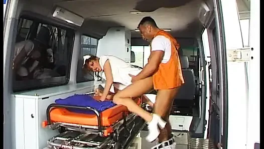Perfect German NUrse rides big dick in the ambulance