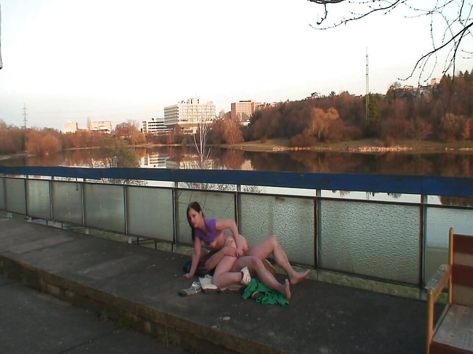 Hot Brunette Gets Eaten Out and Fingered by Older Guy Outdoors