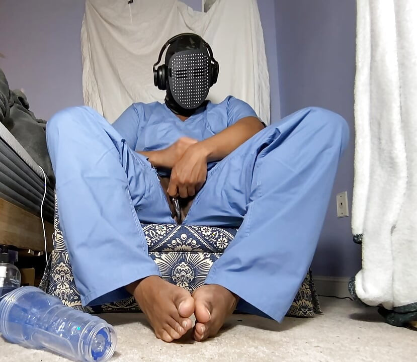 Nurse Jerking Out Moaning Cumshot In Scrubs With Fleshlight