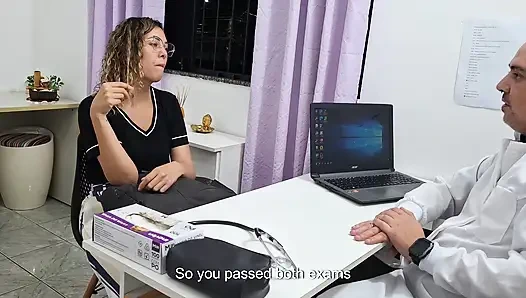 Student goes to the doctor and he performs an abdominal exam on her. POV