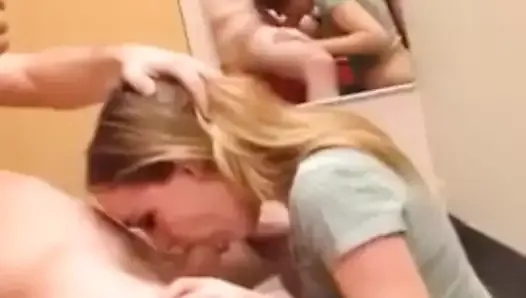Awesome blowjob in store changing room