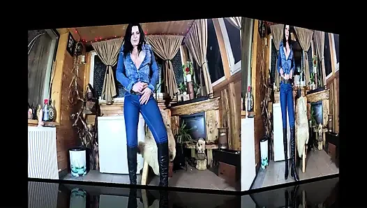 Tight Jeans Cameltoe JOI, Gold Thong Wedgies and Wet Spit Dildo Worship