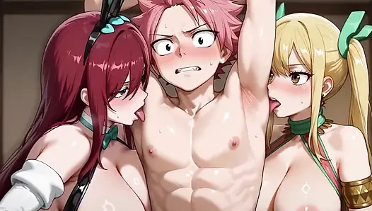 Lucy, Erza, dan Natsu (ffm) ft v2